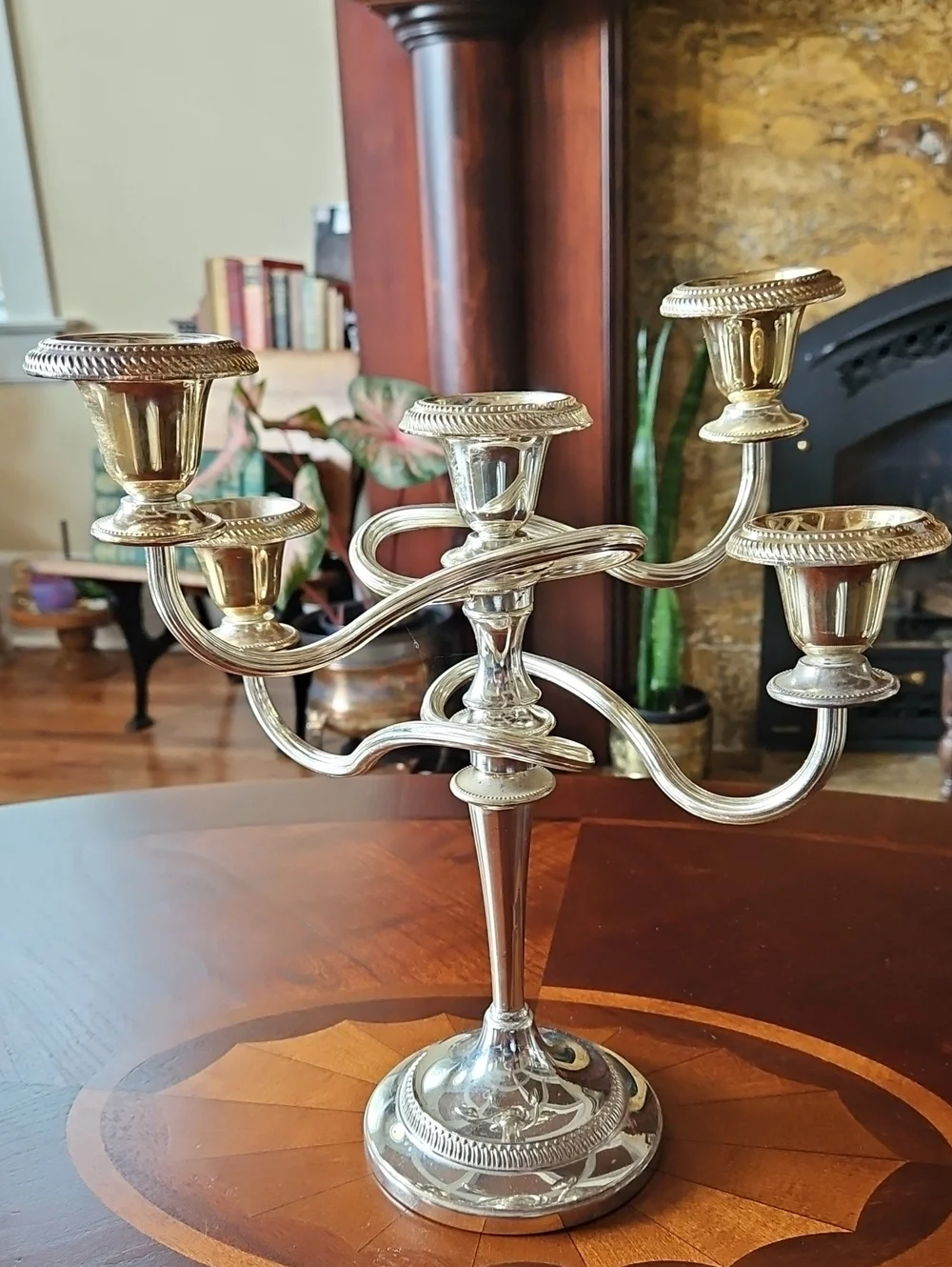 VTG E.P. Zinc Silver Plated Classic 5-Light Candelabra - Made in England